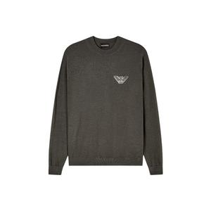 Шерстяной свитер с вышитым логотипом EMPORIO ARMANI, зеленый