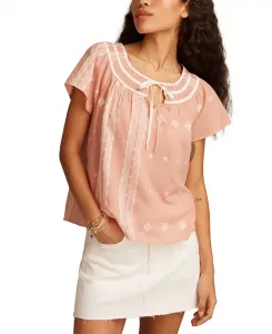 Крестьянская блузка с коротким рукавом Lucky Brand, розовый