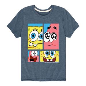Футболка с рисунком в виде сетки для мальчиков 8–20 лет, квадратные штаны «Губка Боб» Nickelodeon, синий