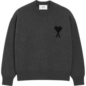 Ami Paris свитер с аппликацией и круглым вырезом AMIPARIS, серый