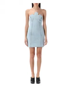 Синее джинсовое мини-платье с короной Coperni, синий