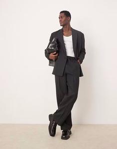 Широкие брюки из черной фактурной ткани Asos Design