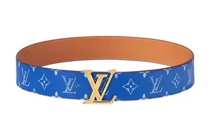 Ремень кожаный Louis Vuitton Initiales мужской, коричневый / синий