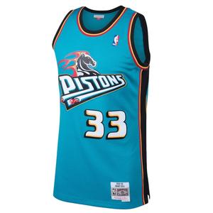 Мужская майка Detroit Pistons 98 Swingman Road в цвете Teal Mitchell & Ness