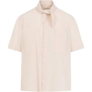 Lemaire Рубашка с коротким рукавом с шейным платком 'Dusty Purple'