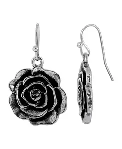 Серьги-Подвески в форме цветка серебристого тона 2028, gray