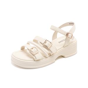 Сандалии женские с одним ремешком 5 см цвета экрю JOSINY, Ecru (Heel Height 5Cm)