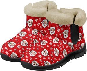 Женские зимние снегоступы с утеплителем, плюшевые ботильоны до щиколотки, противоскользящие, для активного отдыха на свежем воздухе, походов, велоспорта, удобная обувь, размеры 6-12 Quxjehoe, Santa Claus