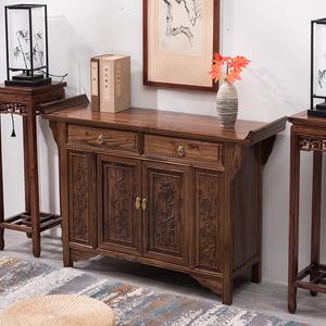 Mikemijia Комод 120х38х85 см для гостиной из массива дерева, китайский стиль, с декором Plum Blossom, Orchid, And Chrysanthemum