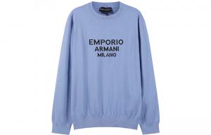 Emporio Armani Мужской трикотаж, небесно-голубой, с круглым вырезом, умеренно подходящий в качестве базового слоя