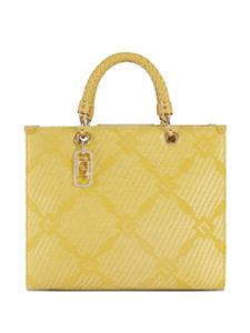 Сумка-шоппер Elisabetta Franchi с плетеной ручкой, украшенная кристаллами, желтый
