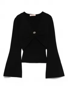 Топ с рукавами колокол и драпировкой TWINSET, черный