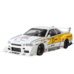 Масштабная модель 1/24 GTR Skyline с модификациями, звуком и подсветкой, настольный декор, сборная модель Brangdy, белый