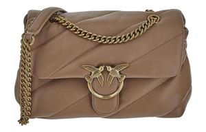Кожаная сумка через плечо женская бежевая PINKO