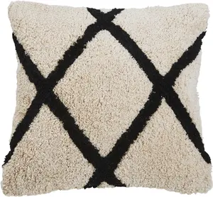 Done. декоративная подушка "Rojana", чехол на подушку с прошивкой 45х45 см, бежевый/черный