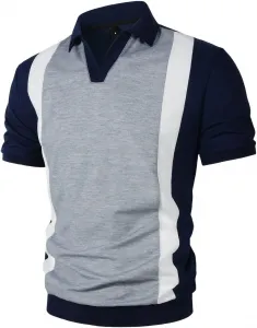 Мужская футболка с V-образным вырезом и отложным воротником Color Block