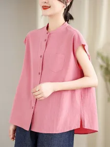 Топы Блузки Воротник-стойка Doux Belle, цвет Pink