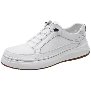 BOLE Мужские белые повседневные кроссовки на низком ходу с амортизацией, противоскользящей и износостойкой подошвой, цвет White