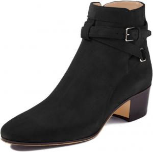 Женские элегантные ботильоны FSJ с круглым носком, удобные для ходьбы, средней высоты скубчатый каблук, с ремешком и пряжкой, платьевые туфли, размер 4-15 M US, Black