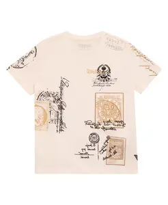 Футболка с коротким рукавом Mini Me для мальчиков 8-18 лет Guess, слоновая кость/кремовый