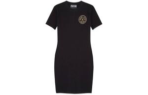 VERSACE JEANS COUTURE Женское черное платье с коротким рукавом SS23