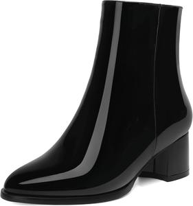 Женские лаковые вечерние ботильоны NUMALEO с молнией, круглый носок, устойчивый низкий каблук 2 дюйма