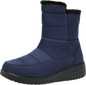 Женские зимние ботинки модные в западном стиле, противоскользящие, снежные ботильоны, спортивные водонепроницаемые с застежкой-молнией, на молнии, рабочие ботинки для снега и походов Generic, #B01-Blue