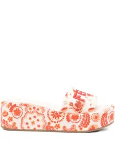Босоножки Sunshine 55 с цветочным принтом Fendi, нейтральный