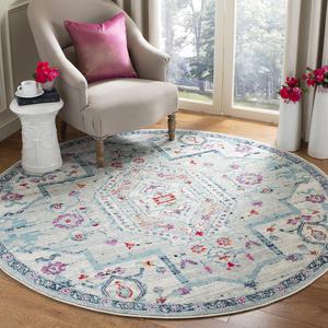 Ковер SAFAVIEH, 201 x 201 см, Madison Collection Light Grey/Fuchsia MAD928R Oriental Boho Chic Distressed Non-Shedding для столовой, прихожей, гостиной, спальни