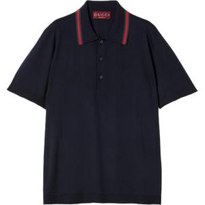Трикотажная поло с отделкой GUCCI, темно-синий