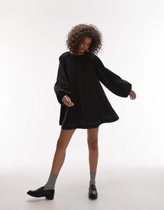 Чистое мини-платье трапеция черного цвета Topshop