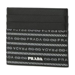 PRADA Кожаный визитник мужской черный Cow Leather