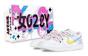 Nike Dunk Rainbow Little Monster нескользящие устойчивые к истиранию низкие кроссовки для скейтборда pink multicolor детские