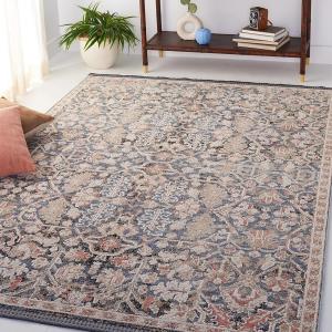 Ковер SAFAVIEH, 122 x 183 см, Vivaldi Collection, Blue & Ivory, традиционный винтажный восточный дизайн, не линяет и прост в уходе, идеален для помещений с высокой проходимостью: прихожая, гостиная, спальня (VIV568M)