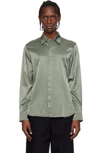 Dries Van Noten Зеленая атласная рубашка