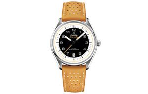 Мужские часы с автоматическим механическим механизмом 39.5 мм черный циферблат корпус из нержавеющей стали ремешок из натуральной кожи OMEGA, Full Set Original