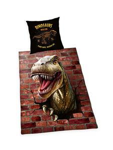 Комплект постельного белья из перкаля, 2 предмета, 135x200 см, 3D-динозавр, разноцветный Herding, 135x200 см