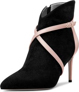 Женские ботильоны Castamere с высоким каблуком, заостренным носком, короткие ботинки с перекрестным ремешком, застежкой-молнией и комбинированной отделкой, на каблуке 8 см, для вечернего выхода