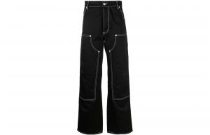 Брюки с контрастной строчкой и широкими штанинами Heron Preston, черный