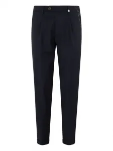 Брюки строгого кроя из смеси хлопка и кашемира Myths, синий