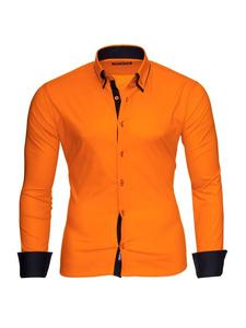 Рубашка RESLAD Hemd Alabama Kontrast, цвет orange-schwarz