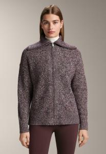 Кардиган OYSHO TWISTED WITH HIGH COLLAR, Mottled Dark Brown