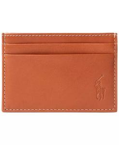 Мужской футляр для визиток и зажим для денег из полированной кожи Polo Ralph Lauren, коричневый