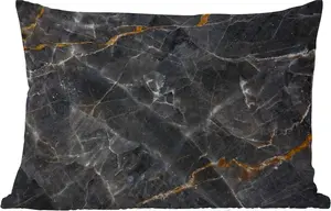 Подушка для улицы - Мрамор - Лимон - Узор - 60x40 см - Устойчива к погодным условиям - Подушка для отдыха - Декоративная подушка - Подушка для дома MuchoWow