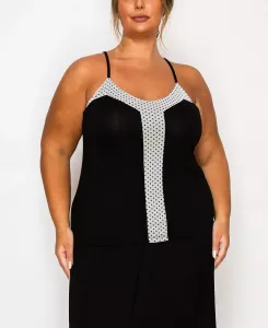 Майка-борцовка больших размеров с сетчатыми вставками из вискозы и горошка COIN 1804, мультиколор