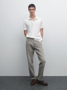 Рубашка-Поло с короткими рукавами и воротником Massimo Dutti, белый