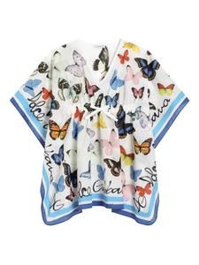Dolce & Gabbana Kids платье-кафтан с принтом, белый