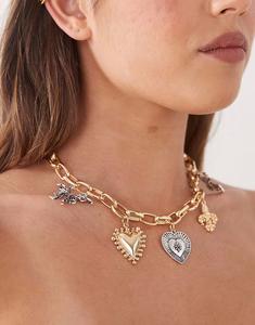 Крупное ожерелье с подвесками из серебра и золота Reclaimed Vintage