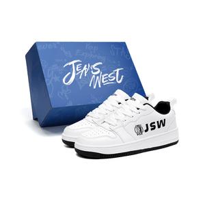 Антискользящие и износостойкие низкие скейтерские кроссовки на платформе унисекс JEANSWEST, бело-черные
