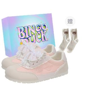 Нескользящие и дышащие низкие кроссовки для женщин BINGO DUCK, Pink+Exclusive Shoe Box+Gift Socks